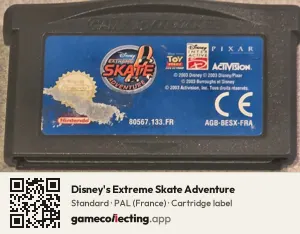 Disney's Extreme Skate Adventure Game Boy Advance, PAL cartridge label