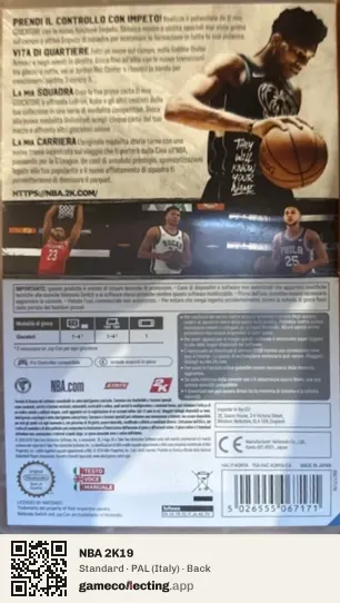 NBA 2K19 Nintendo Switch, Italy box back