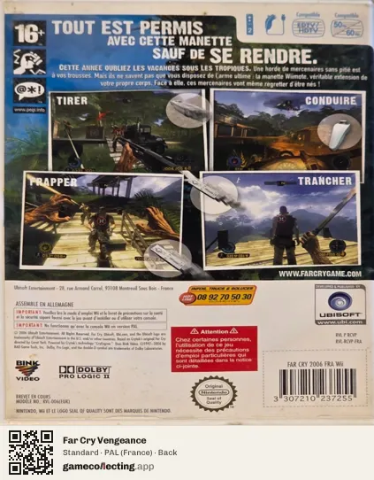 Far Cry Vengeance Nintendo Wii, France box back