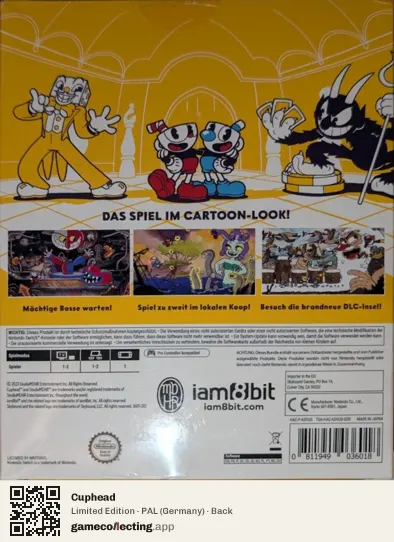Cuphead Nintendo Switch, Germany box back