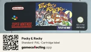 Pocky & Rocky Super Nintendo Entertainment System, PAL cartridge label