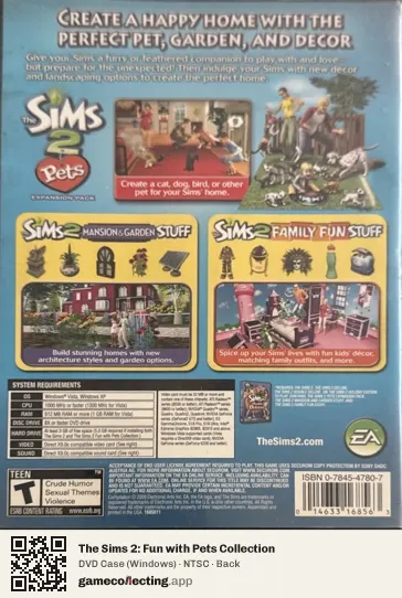 The Sims 2: Fun with Pets Collection Computer, NTSC box back