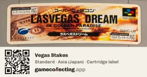 Vegas Stakes Super Nintendo Entertainment System, Asia cartridge label