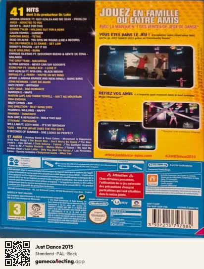 Just Dance 2015 Nintendo Wii U, PAL box back