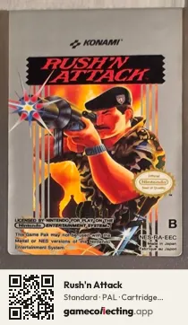 Rush'n Attack Nintendo Entertainment System, PAL cartridge label