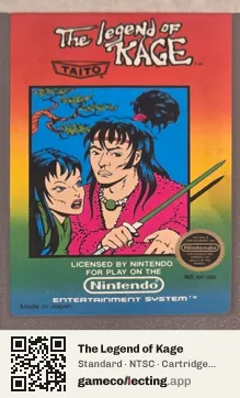 The Legend of Kage Nintendo Entertainment System, NTSC cartridge label