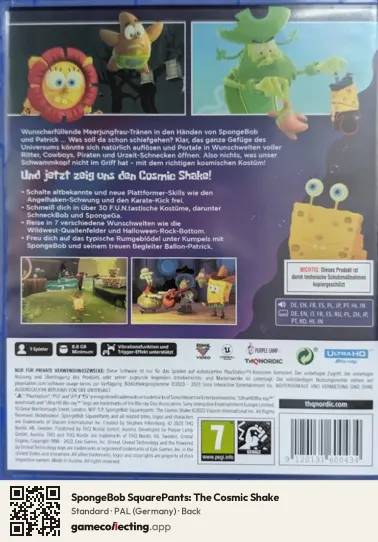 SpongeBob SquarePants: The Cosmic Shake PlayStation 5, Germany box back