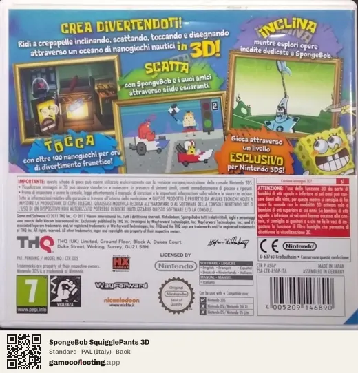 SpongeBob SquigglePants 3D Nintendo 3DS, Italy box back