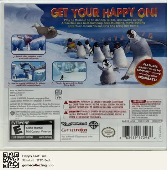 Happy Feet Two Nintendo 3DS, NTSC box back
