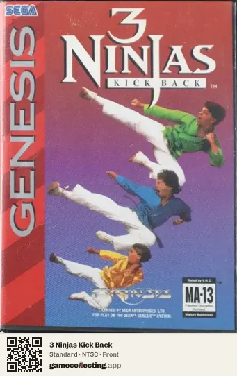 3 Ninjas Kick Back Sega Mega Drive / Genesis, NTSC box front
