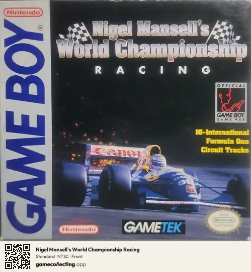 Nigel Mansell's World Championship Racing Game Boy, NTSC box front