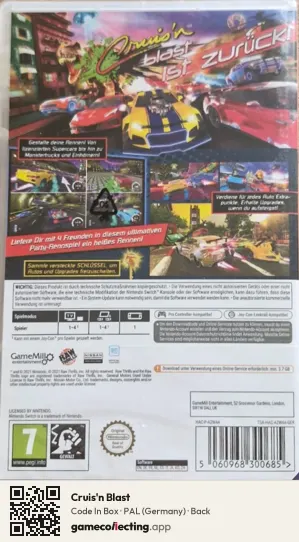 Cruis'n Blast Nintendo Switch, Germany box back