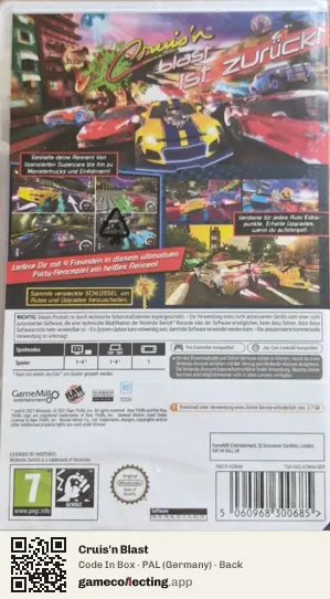 Cruis'n Blast Nintendo Switch, Germany box back