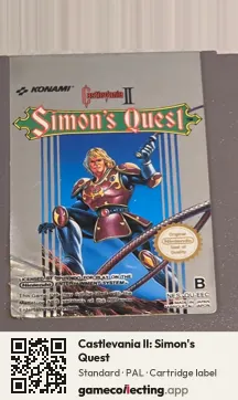 Castlevania II: Simon's Quest Nintendo Entertainment System, PAL cartridge label
