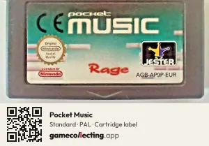Pocket Music Game Boy Advance, PAL cartridge label