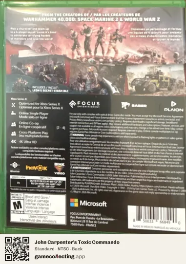 John Carpenter's Toxic Commando Xbox Series X, NTSC box back