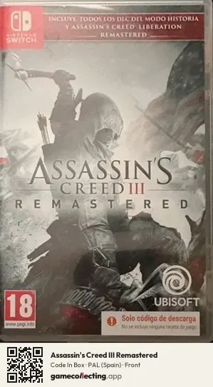 Assassin's Creed III Remastered Nintendo Switch, Spain box front