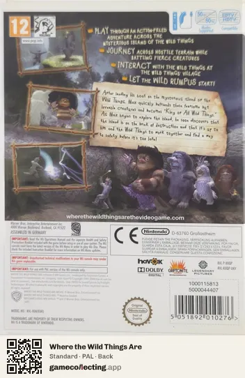 Where the Wild Things Are Nintendo Wii, PAL box back