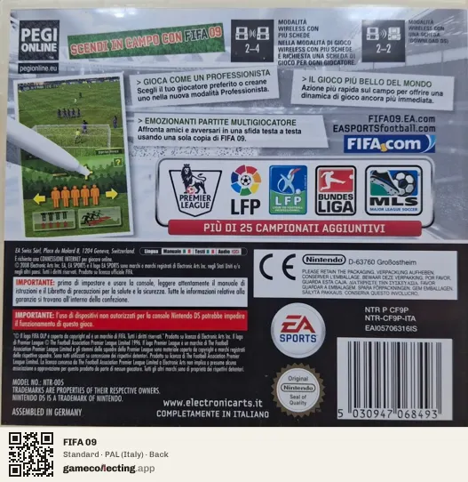 FIFA 09 Nintendo DS, Italy box back