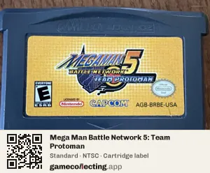 Mega Man Battle Network 5: Team Protoman Game Boy Advance, NTSC cartridge label