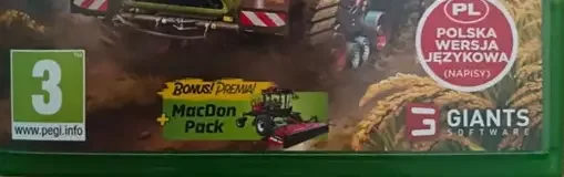 Farming Simulator 25, the PEGI square on its front