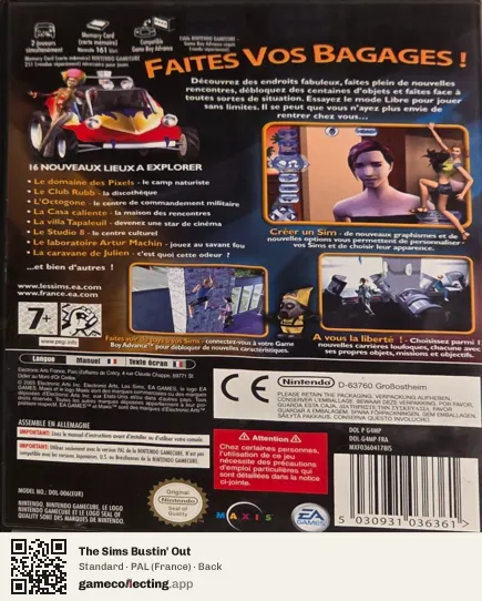 The Sims Bustin' Out Nintendo GameCube, France box back
