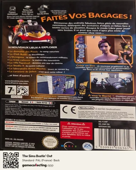 The Sims Bustin' Out Nintendo GameCube, France box back