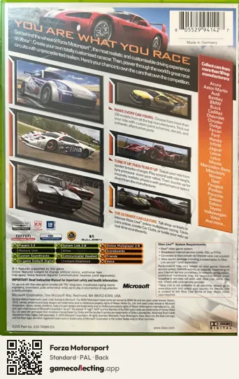 Forza Motorsport Xbox, PAL box back