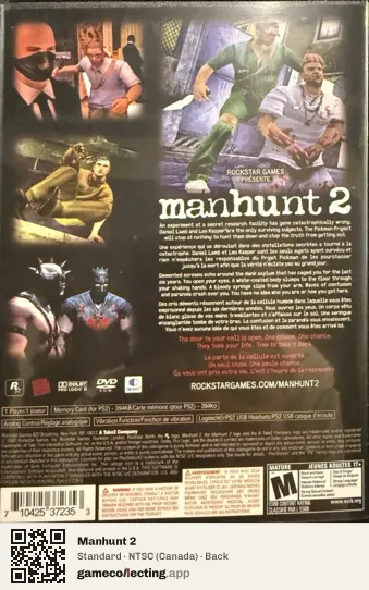 Manhunt 2 PlayStation 2, Canada box back