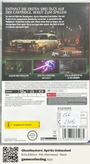 Ghostbusters: Spirits Unleashed Nintendo Switch, Germany box back