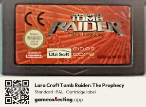 Lara Croft Tomb Raider: The Prophecy Game Boy Advance, PAL cartridge label