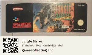 Jungle Strike Super Nintendo Entertainment System, PAL cartridge label