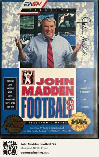 John Madden Football '93 Sega Mega Drive / Genesis, NTSC box front