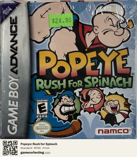 Popeye: Rush for Spinach Game Boy Advance, NTSC box front