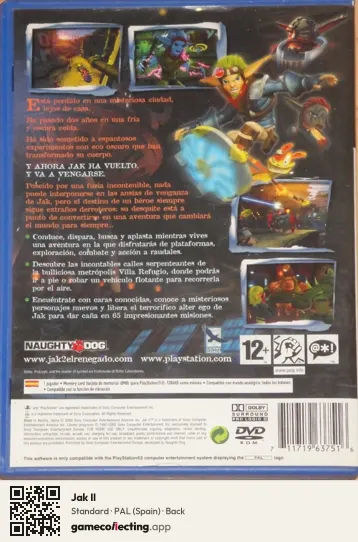 Jak II PlayStation 2, Spain box back