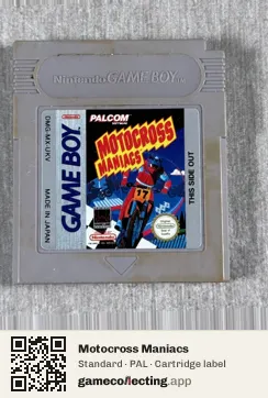 Motocross Maniacs Game Boy, PAL cartridge label