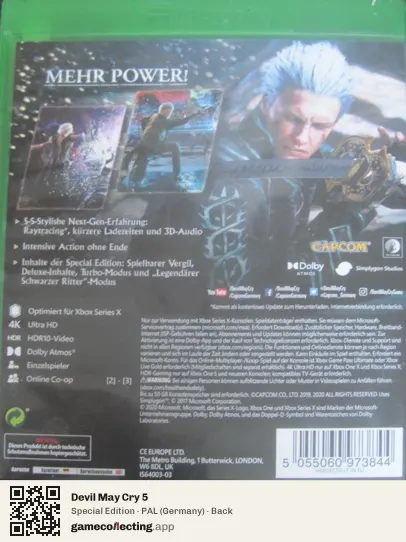 Devil May Cry 5 Xbox Series X, Germany box back