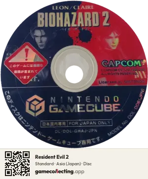 Resident Evil 2 Nintendo GameCube, Asia disc
