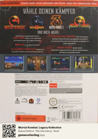 Mortal Kombat: Legacy Kollection Nintendo Switch, Germany box back