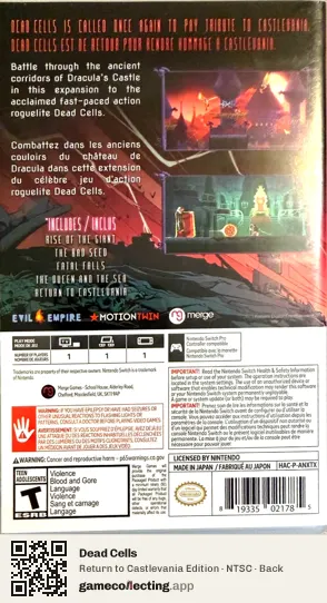 Dead Cells Nintendo Switch, NTSC box back