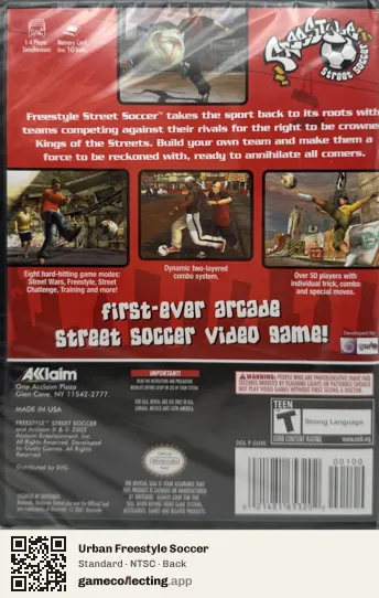 Urban Freestyle Soccer Nintendo GameCube, NTSC box back