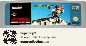 Paperboy 2 Super Nintendo Entertainment System, PAL cartridge label
