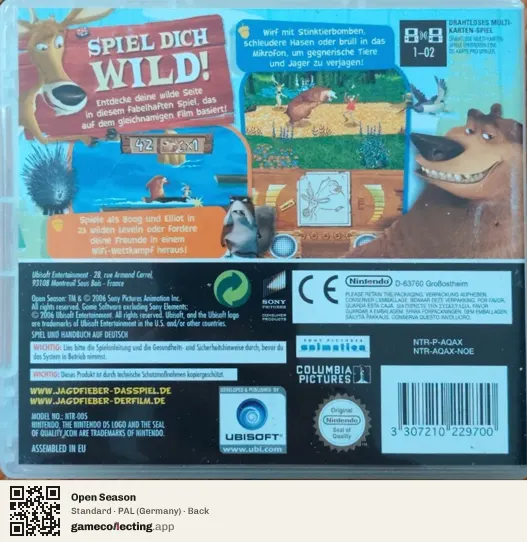Open Season Nintendo DS, Germany box back
