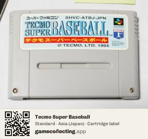 Tecmo Super Baseball Super Nintendo Entertainment System, Asia cartridge label