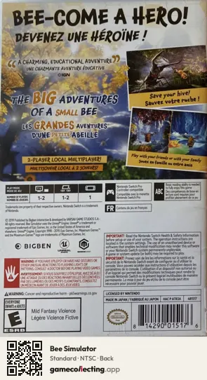Bee Simulator Nintendo Switch, NTSC box back