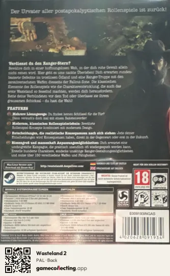 Wasteland 2 Computer, PAL box back