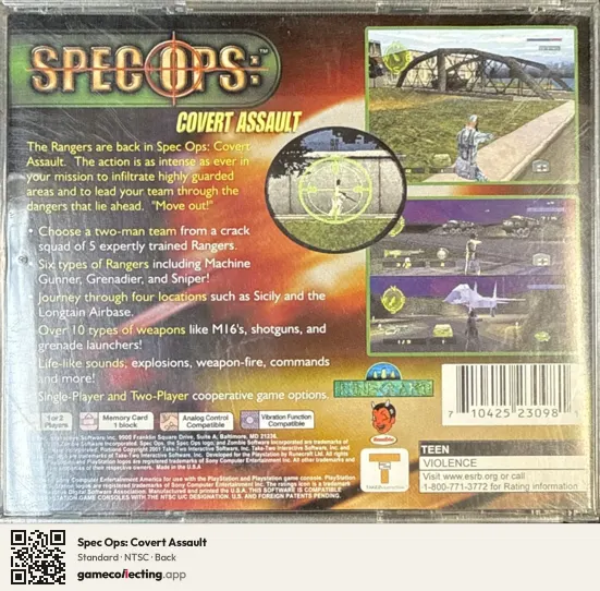 Spec Ops: Covert Assault PlayStation, NTSC box back