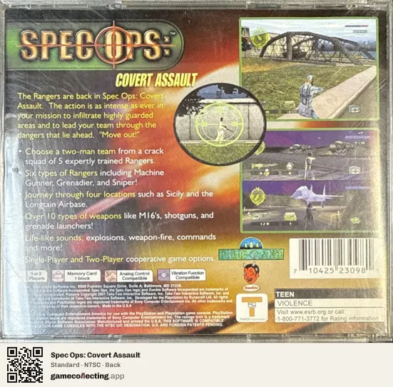 Spec Ops: Covert Assault PlayStation, NTSC box back