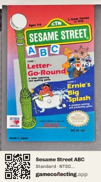 Sesame Street ABC Nintendo Entertainment System, NTSC cartridge label