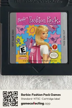 Barbie: Fashion Pack Games Game Boy Color, NTSC cartridge label
